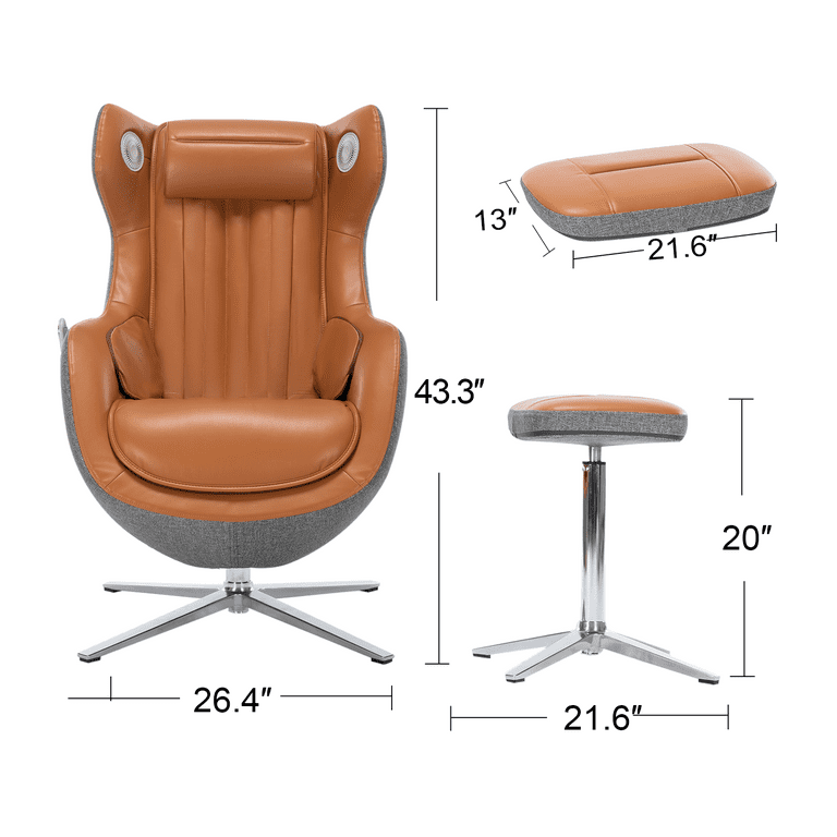 SGorri Classic Massage Chair with Ottoman Back Massage Recliner Chair Keading Shiatsu in Office Living roon Gym Caramel