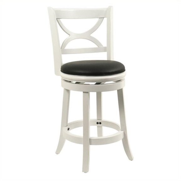 Kingfisher Lane 24"H Swivel Wood Counter Stool in Distressed White