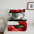 thumbnail image 4 of Red Rose Queen Size Down Comforter Lovers Women,Vintage Farmhouse Style Comforter Set All Season,Coffee Cup Romantic Love Heart Duvet Insert,Valentine Day Couple Bedding, 4 of 6