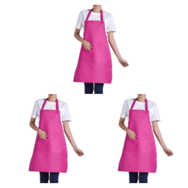 Youkk 12pack/lot Easy To And Efficient Woman Apron With Pockets For Cooking BBQ Baking Rose Red 3Set
