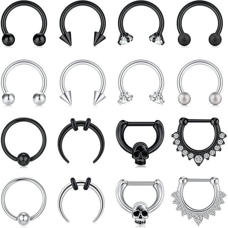 Briana Williams Septum Rings 16g Septum Jewelry Surgical Steel Septum Ring Hinged Seamless Horseshoe Septum Piercing