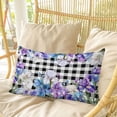 thumbnail image 4 of Spring Flowers Pillow Covers, Linen Long Throw Pillow Case, Watercolor Blossom Floral Black Plaid Holiday Pillow Protector Decorative Cushion Cover for Living Room/Bedroom 12" x 20", 4 of 8