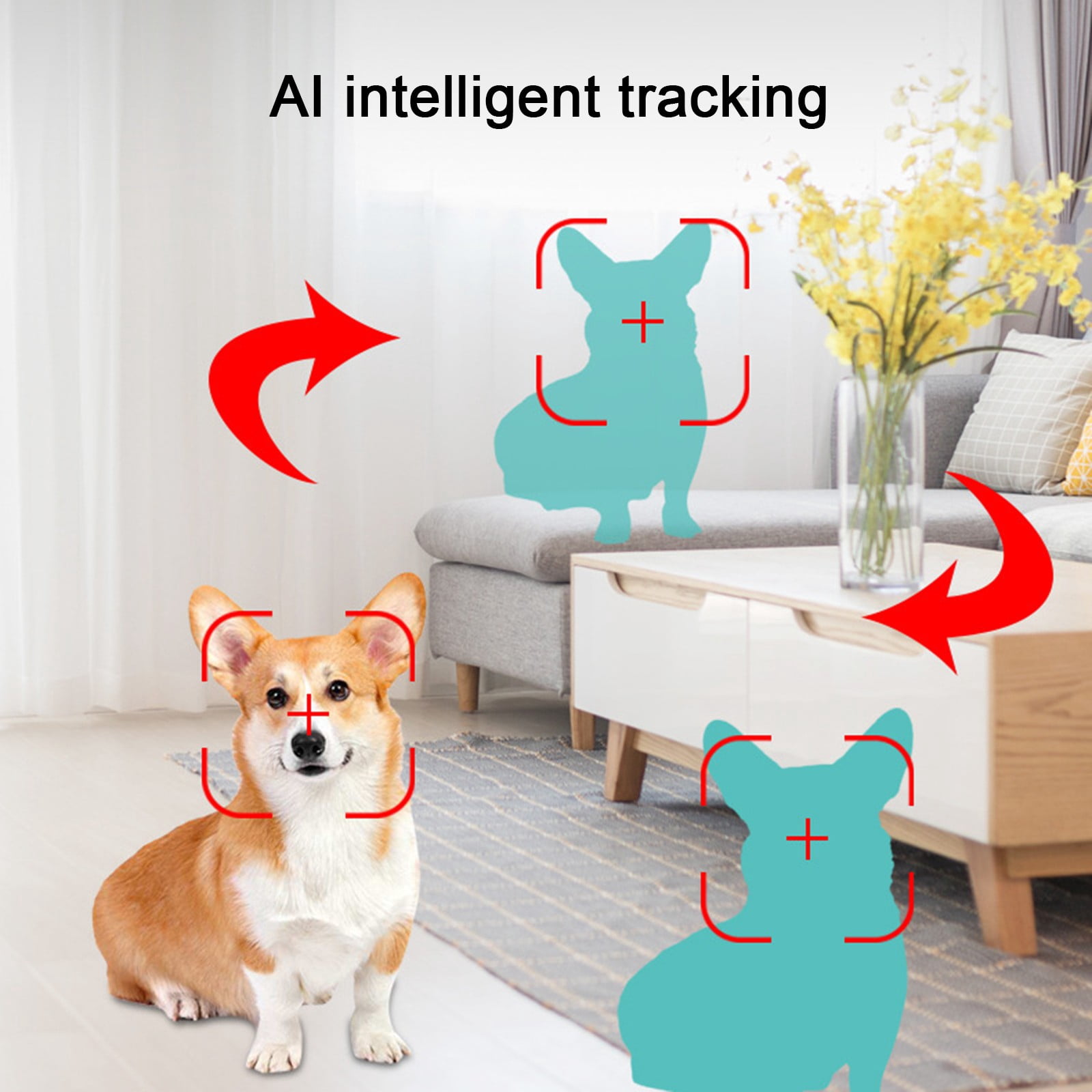 JOGZMZ Security Camera 3MP Baby Monitor Dog Camera 360-degree for Home Security W/ Smart Motion Tracking Phone App IR Night Vision 2-Way Audio