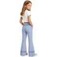 thumbnail image 2 of Bigetiay Girl School Uniform Pants Formal Flared Leg Pull On Chino Elastic Waist Slim Fit Stretchy Girls Blue Uniform Pants Girls Clothes Size 5-6 Years, 2 of 5