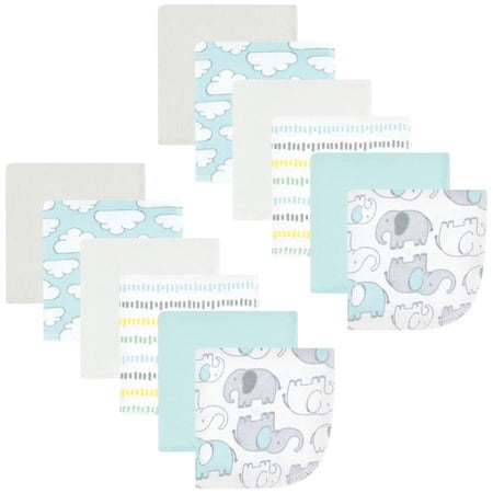 Hudson Baby Flannel Washcloths Neutral New Elephant 12Pk One Size