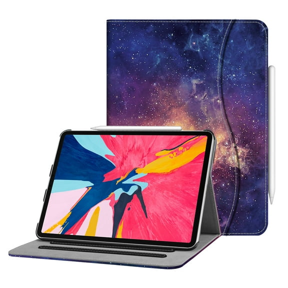 Fintie iPad Pro 11" 2018 Multiple Viewing Angle Folio Case Cover with Document Pocket/ Apple Pencil Holder, Galaxy