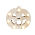 thumbnail image 2 of LED Halloween Lantern with Flickering Light - Wooden Jack-O'-Lantern Decoration for Indoor or Outdoor Tabletop Display, 2 of 6