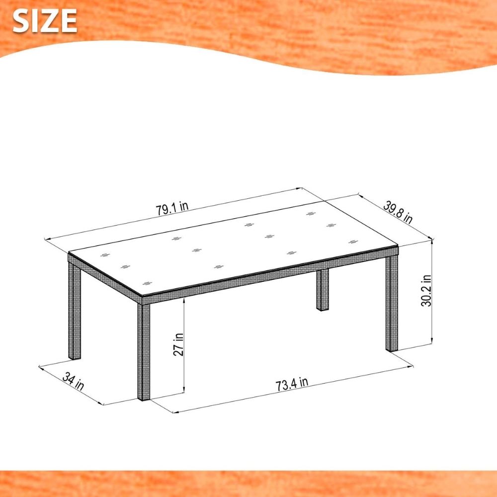Amazonia Vierzon 7-Piece Patio Rectangular Dining Table Set | Wicker Table | Ideal for Outdoors and Indoors, Grey Cushions