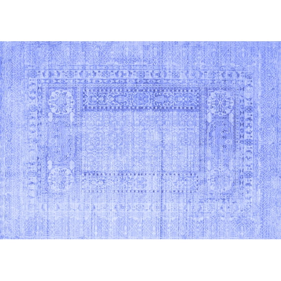 Ahgly Company Machine Washable Indoor Rectangle Abstract Blue Contemporary Area Rugs, 5' x 7'