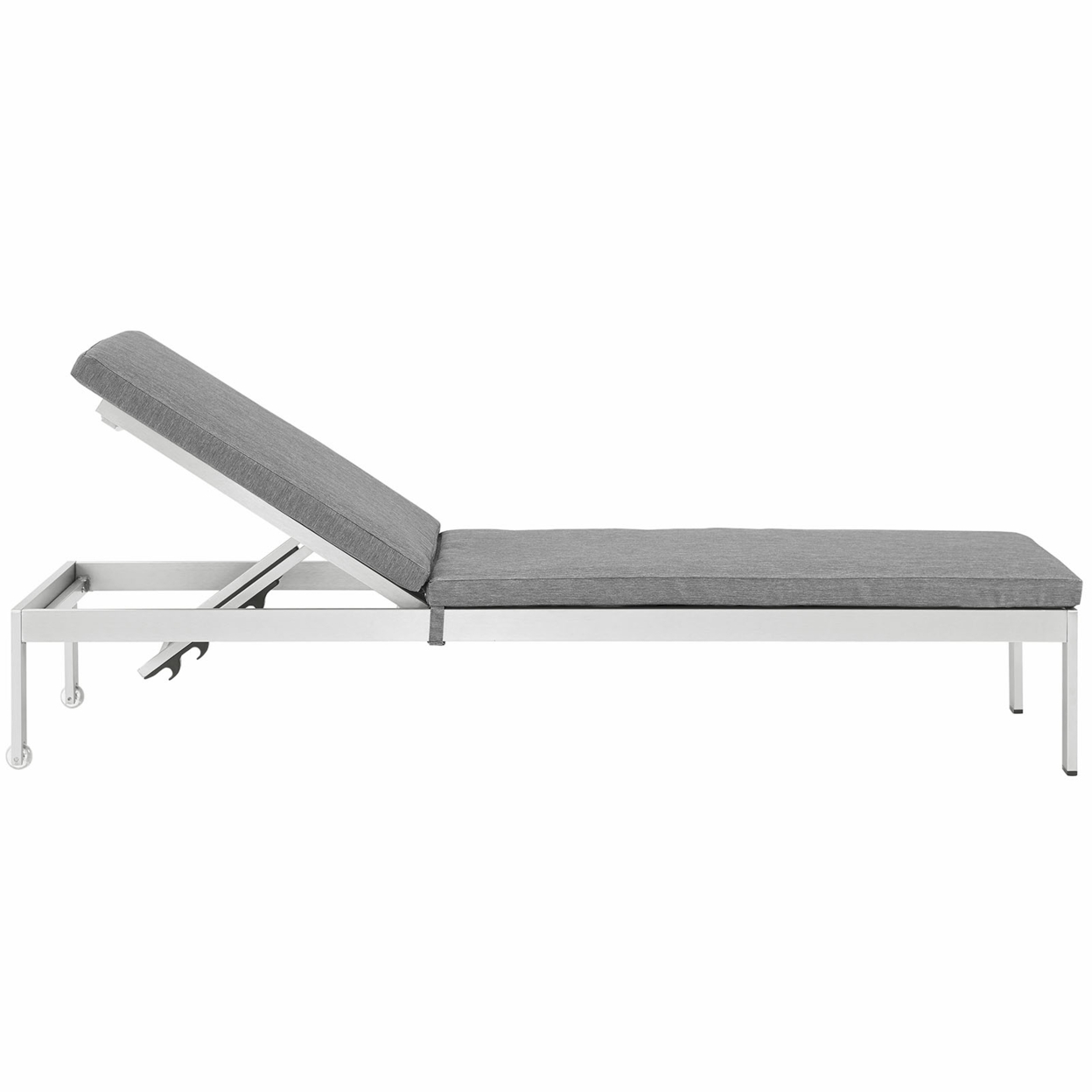 Shore Outdoor Patio Aluminum Chaise with Cushions Silver gray - image 3 of 5