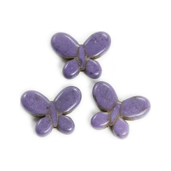 20x25mm Pack Of 6 Purple Howlite Carved Small Butterfly Beads Genuine Gemstone Natural Jewelry Making