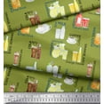 thumbnail image 2 of Soimoi Green Modal Satin Fabric Text & Soft Drinks Party Decor Fabric Printed Yard 42 Inch Wide, 2 of 3