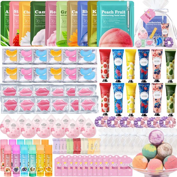 Kit de fiesta de spa Beauty Bar de 132 piezas con mascarillas faciales y labiales