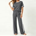 thumbnail image 6 of Gealkoca Womens Summer Two Piece Sets Sportswear Wide Leg Pants Casual Sports Set Travel Vacation Short Sleeve Sets Matching Sets Women Clothing, 6 of 7