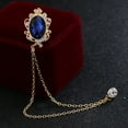 thumbnail image 4 of Men Blue Gem Brooch Lapel Pin Badge Hanging Chain Collar Brooches Pin for Career, 4 of 12