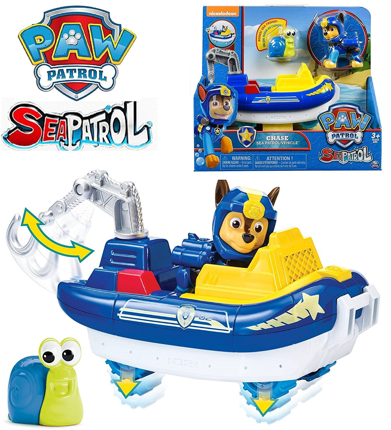 reaktion Samle Kloster PAW Patrol Sea Patrol - Chase's Transforming Sea Patrol Vehicle with Bonus  Sea Friend - This Pup's Land Vehicle Transforms Into a Boat! - Walmart.com