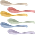 thumbnail image 3 of Set of 24 Reusable Wheat Straw Plastic Spoons, Asian Chinese Soup Spoons, Unbreakable Japanese Ramen Spoon Set, Long Plastic Dinner Spoons for Dumpling, Cereal, Dishwasher Safe, 6 Colors, 3 of 8
