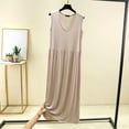 thumbnail image 3 of HomeGardon Nightgowns for Women,Women's Sleepwear,Women's Round Neck Solid Color with Chest Cushion Loose and Comfortable Plus Size Home Skirt,M-XXL, 3 of 7