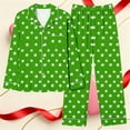 thumbnail image 3 of XUNKUSGA Womens Pajamas Set Fashion Heart Printed 2 Piece Button Down Pjs Soft Long Sleeve Top and Pants Sleepwear Set Loose Lightweight Breathable Sleepwear for Women S-2XL Green, 3 of 6