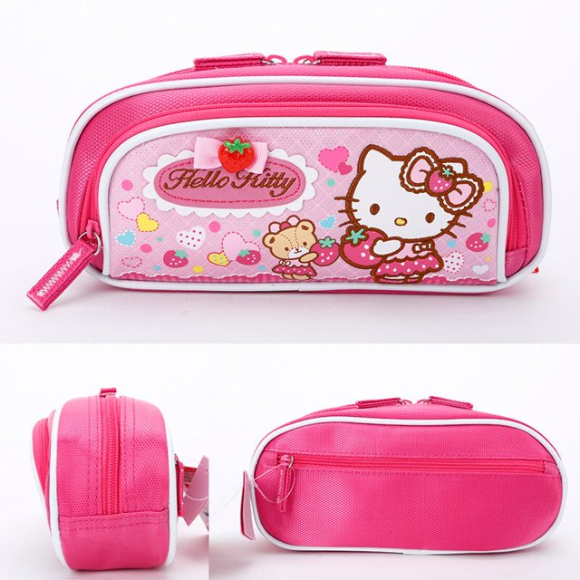 Sanrio-estuche de lápices Kt Hello Kitty para niños, estuche de lápices multicapa de gran capacidad para niñas de escuela primaria y secundaria, papelería con lazo, nuevo Fivean unisex