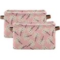 thumbnail image 2 of Storage Basket Berries Pink Foldable Canvas Laundry Baskets Bin Waterproof Inner Layer with Sturdy Handles for Toy Nursery Blanket Clothes 1 Pack Home Decor, 2 of 7