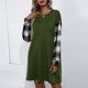 thumbnail image 2 of Vestido suelto de mujer de manga larga túnica de empalme a cuadros Tops Vestido de cambio Camiseta l Abanopi Verde/Grande, 2 of 7