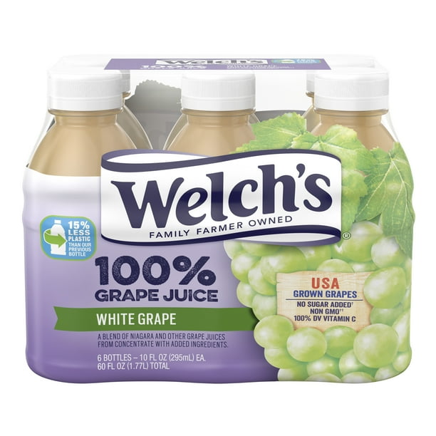 Welch's 100 Grape Juice, White Grape, 10 fl oz OntheGo Bottle (Pack