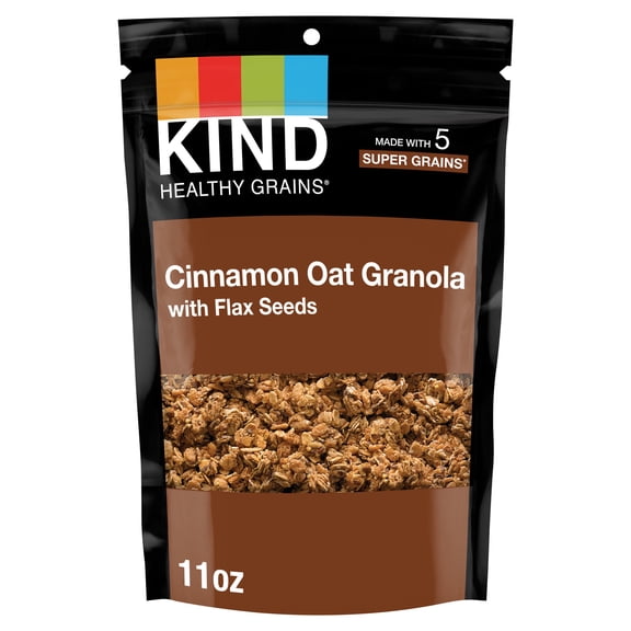 Kind Healthy Grains Cinnamon Oat Granola with Flax Seeds, Baked, Gluten Free, 11 oz, Plastic Bag