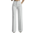 thumbnail image 3 of Inglocry Dress Pants Women 2026 Fashion High Waist Straight Leg Office Work Slacks Business Casual Trousers with Pockets White L, 3 of 7