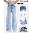 thumbnail image 5 of OYYN Girls Jeans Baggy Wide Leg Y2K Jean for Teen Girls 8-16 Years Cute Embroidery Bow with Pockets, 5 of 7