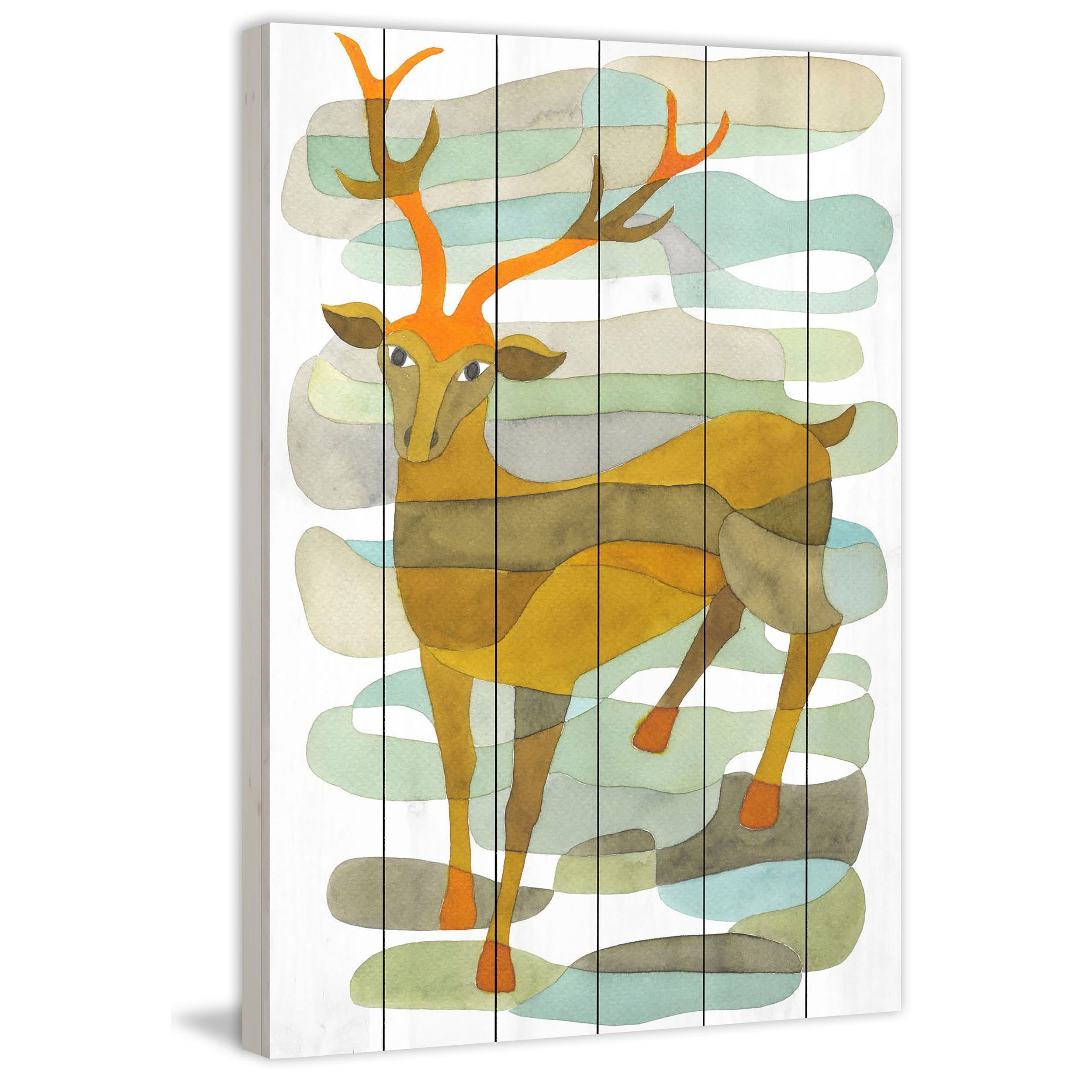 Marmont Hill "Stag" by Yolanta Gawlik Painting Print on White Wood