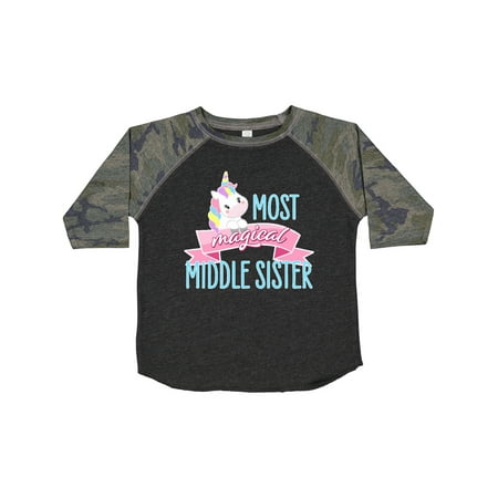 

Inktastic Most Magical Middle Sister- Cute Unicorn Gift Toddler Toddler Girl T-Shirt