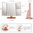 thumbnail image 2 of 3 Folds Lighted Vanity Makeup Mirror,1X/2X/3X Magnification, 21 LED Light Bright Table Mirror with Touch Screen,180 Adjustable Rotation,Portable Travel Cosmetic Mirror, 2 of 5