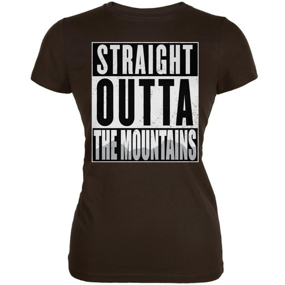 Straight Outta the Mountains Brown Juniors Soft T-Shirt - 2X-Large