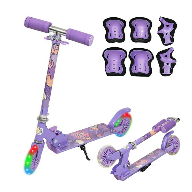 Patin Del Diablo Infantil Plegable y Ajustable con 2 Ruedas Y Luz Led