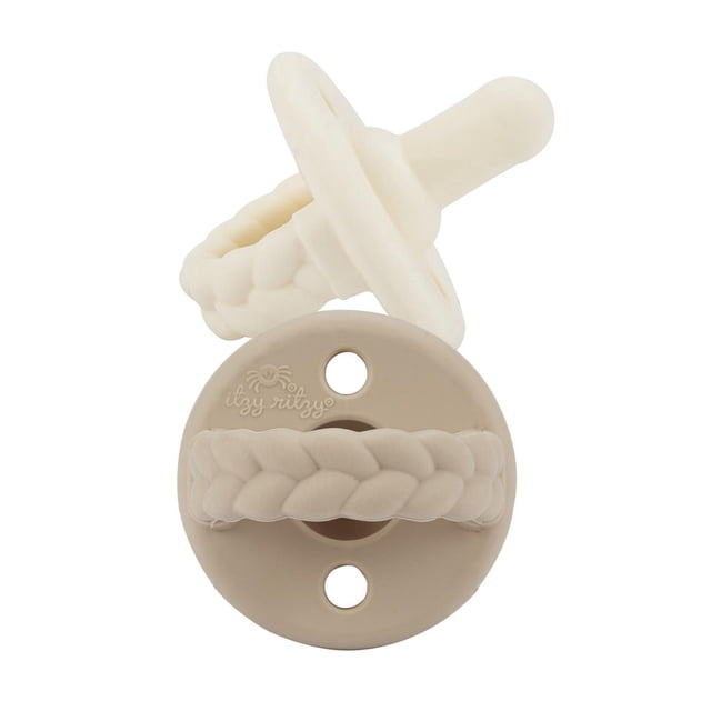 Itzy Ritzy Sweetie Soother 2-Pack Silicone Pacifier, Toast and Buttercream, for Infants, 0+ Months