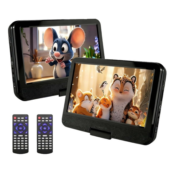 BOIFUN 12.5" Portable DVD Player with 10.5" Swivel HD Screen for Car and Kids, 5h Rechargeable Battery, Support Multiple Disc Formats/Sync TV,2Pack