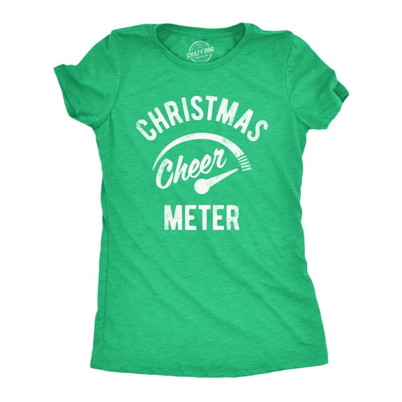 Womens Christmas Cheer Meter T Shirt Funny Holiday Xmas Party Graphic Tee Womens Graphic Tees