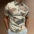 thumbnail image 2 of Chicken Pattern Men Zipper T-shirt Summer Casual Short Sleeve T-shirt Top, 2 of 7