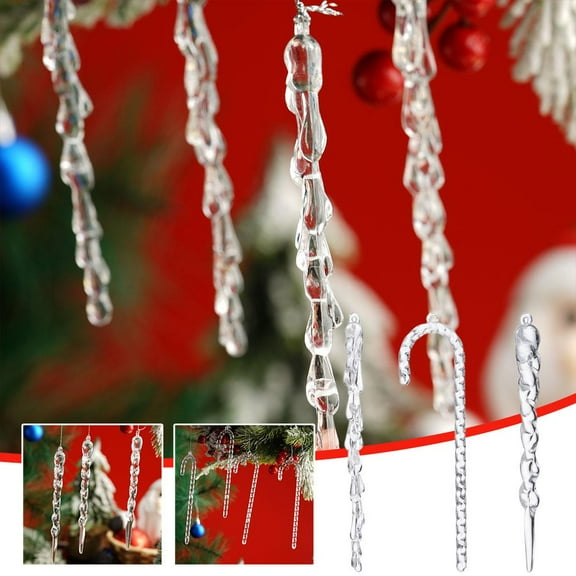 FurNest Christmas Tree Clear Icicle Ornaments Decoration Xmas Decor' Home F5Q5