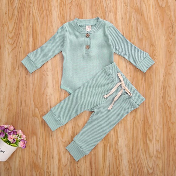 ITFABS Newborn Baby Girls/Boys Suit Long Sleeve Striped Romper+Pants Set