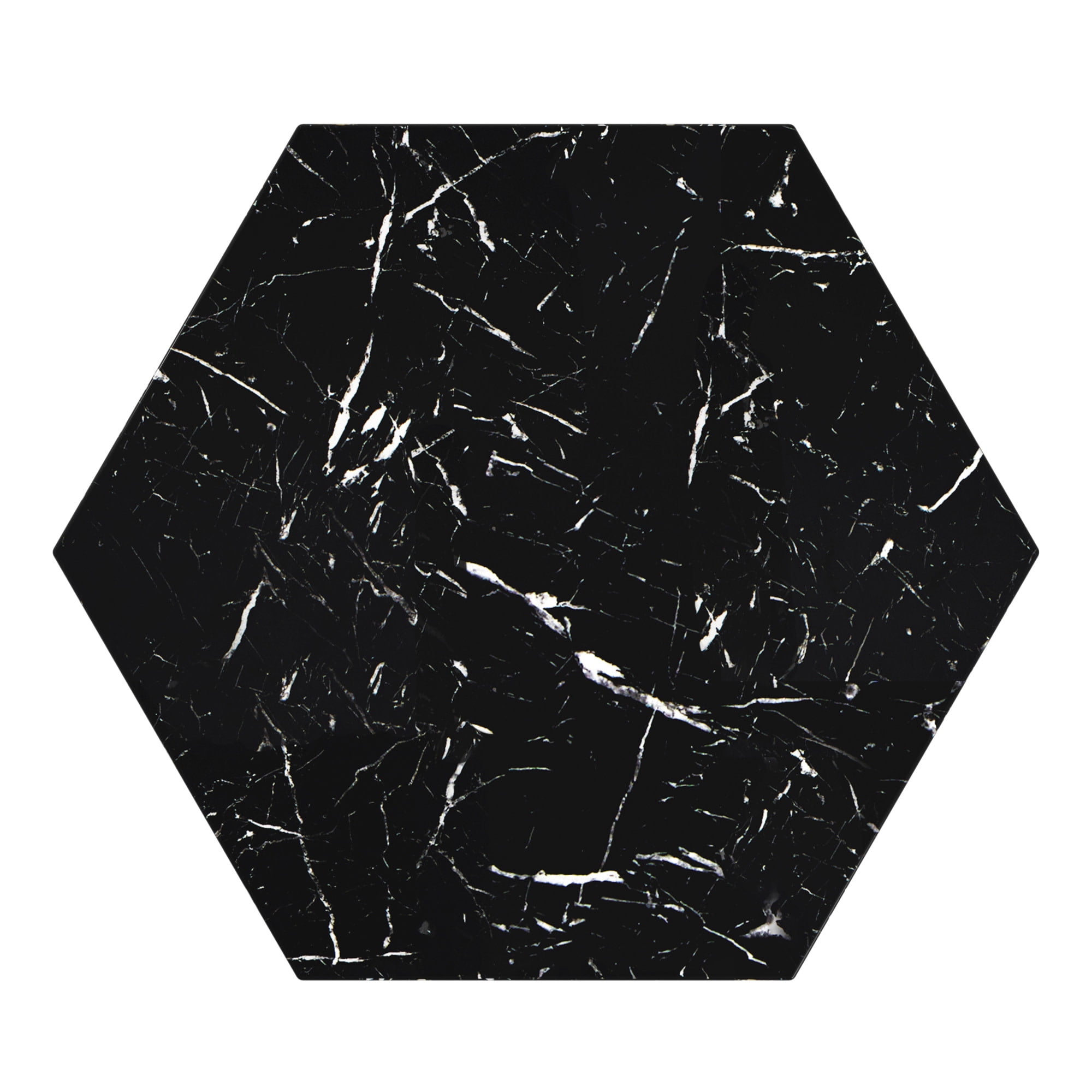 Weston Home Declan Faux Marble Coffee Table, Black, Hexagon