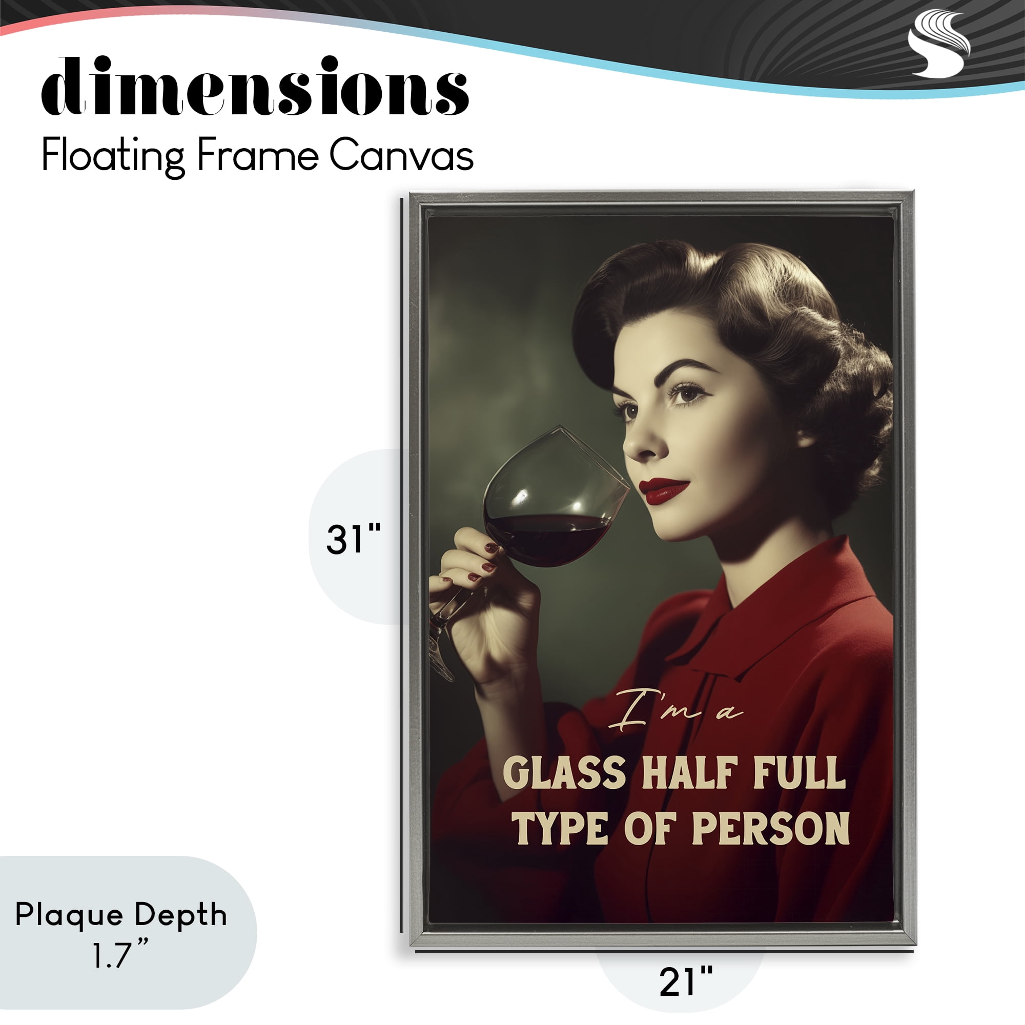 Stupell Industries Glass Half Full Person Gray Framed Floater Canvas Wall Art, design by Andreas Magnusson