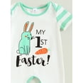 thumbnail image 6 of Bagilaanoe Newborn Baby Girl Boys Easter Jumpsuit Bunny Print Short Sleeve Bodysuit + Striped Hat 6M 12M 18M 24M Infant Summer One Piece Romper, 6 of 8