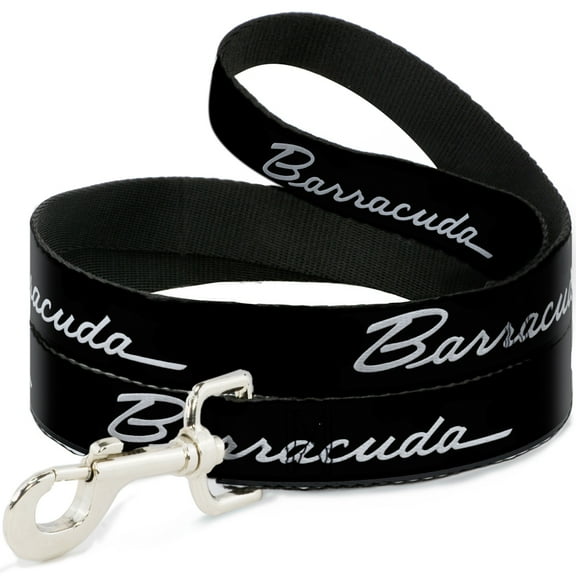 Dodge Pet Leash, Dog Leash, Barracuda Script Logo Black Silver, 4 Feet Long 1.0 Inch Wide