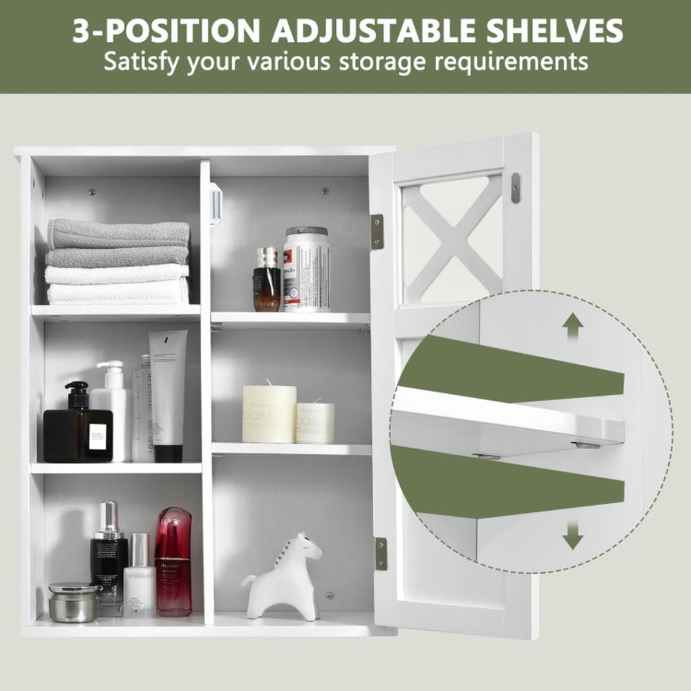Finihen Bathroom Wall Cabinet, Wall Mounted Bathroom Cabinet, Medicine Cabinet, 2-Tier Multipurpose Wall-Mounted Cabinet Bathroom Storage, for Bathroom, White Finihen Bathroom Wall Cabinet, Wall Mounted Bathroom Cabinet, Medicine Cabinet, 2-Tier Multipurpose Wall-Mounted Cabinet Bathroom Storage, for Bathroom, White