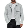 thumbnail image 2 of LTTVQM Men's Corduroy Jacket Long Sleeve Plaid Shirt Jackets Button Down Fleece Shacket Casual Fall Winter Soft Outwear Light Gray XL, 2 of 6