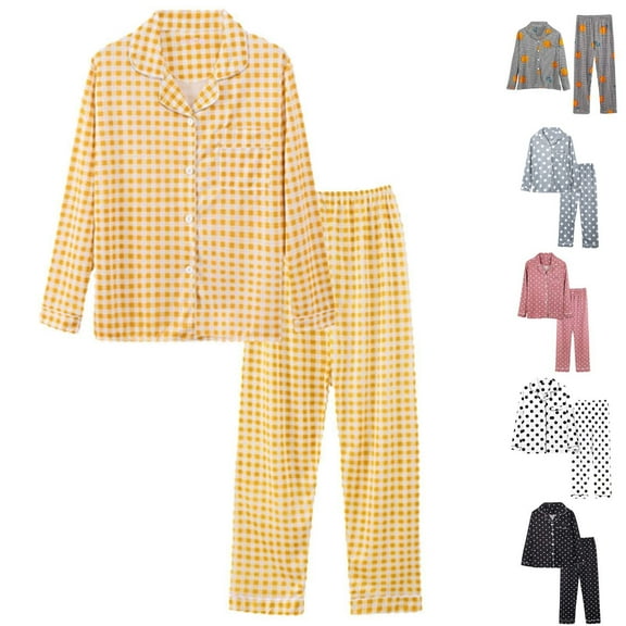 Womens Pajama Set Autumn Winter Long Sleeve Lapel Vest with Trousers Plus Size Home Wear