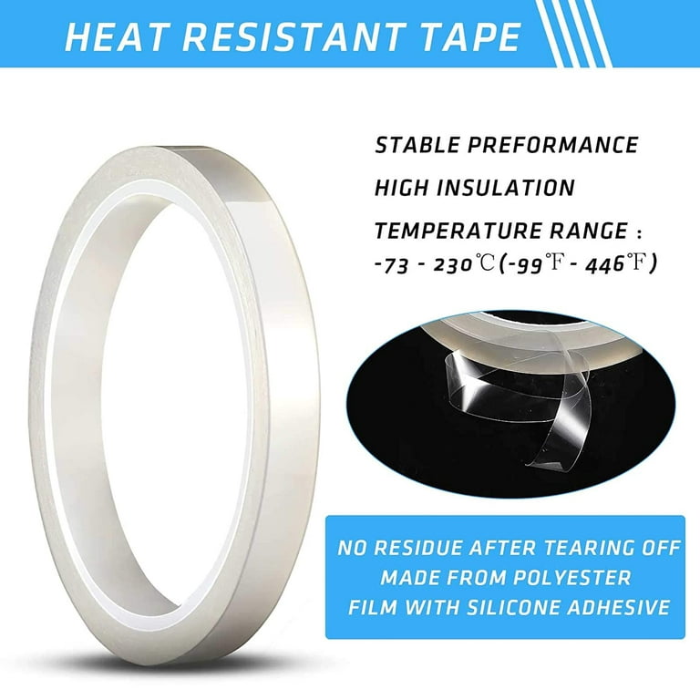 4 Pieces 108 ft Heat Resistant Tape for Sublimation Clear Heat Press  Dispenser Tape Shrink Transfer High Resistant Temperature Tape Thermal Tape  for Electronics Printing Circuit Board Vinyl (20 mm) 