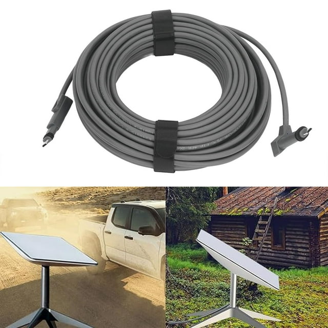 75FT Satellite Replacement Cable, Gray Waterproof Extension Cable for V2 Gen2 Rectangular Satellite with Clips, 1200Mbps Data Transmission, Plug and Play, PVC, Copper, IP68